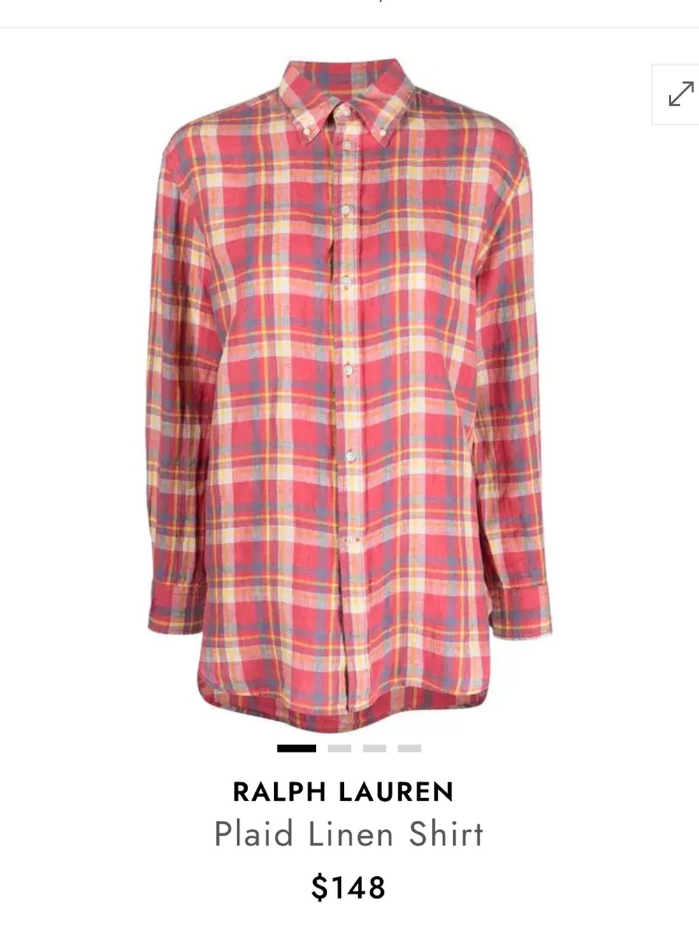 Polo by Ralph Lauren Linen Plaid Cotton Button Down in Red & Yellow XL